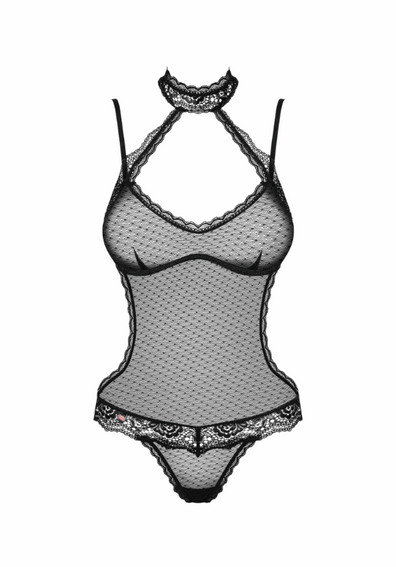 Body Claudusia – lenjerie seducătoare transparentă cu decolteu sexy si dantelă, L/XL negru SOLLUXE Every box holds joy - unbox it!